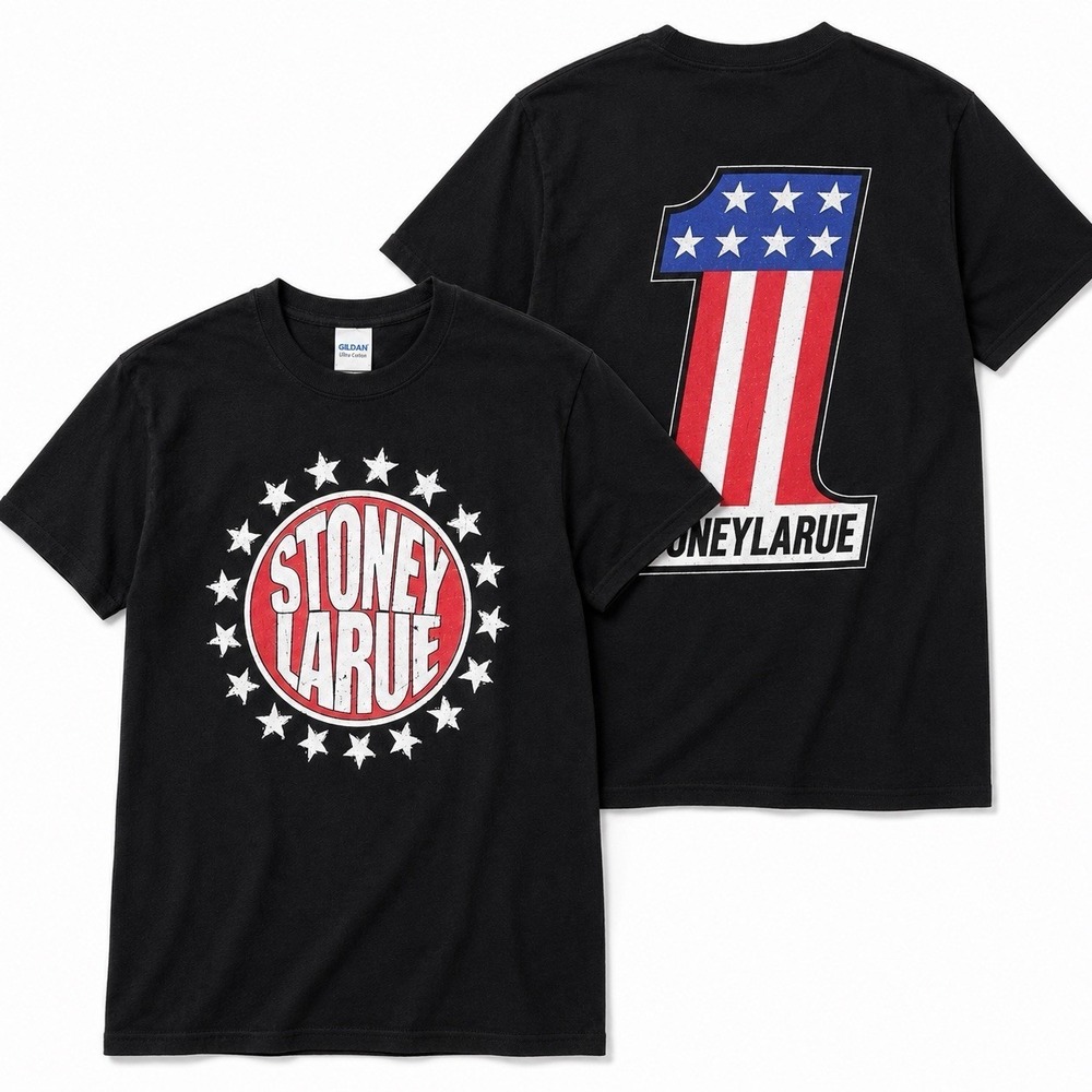 Stoney Larue Men's Graphic Band T Shirt Black Large Double Sided Country Music